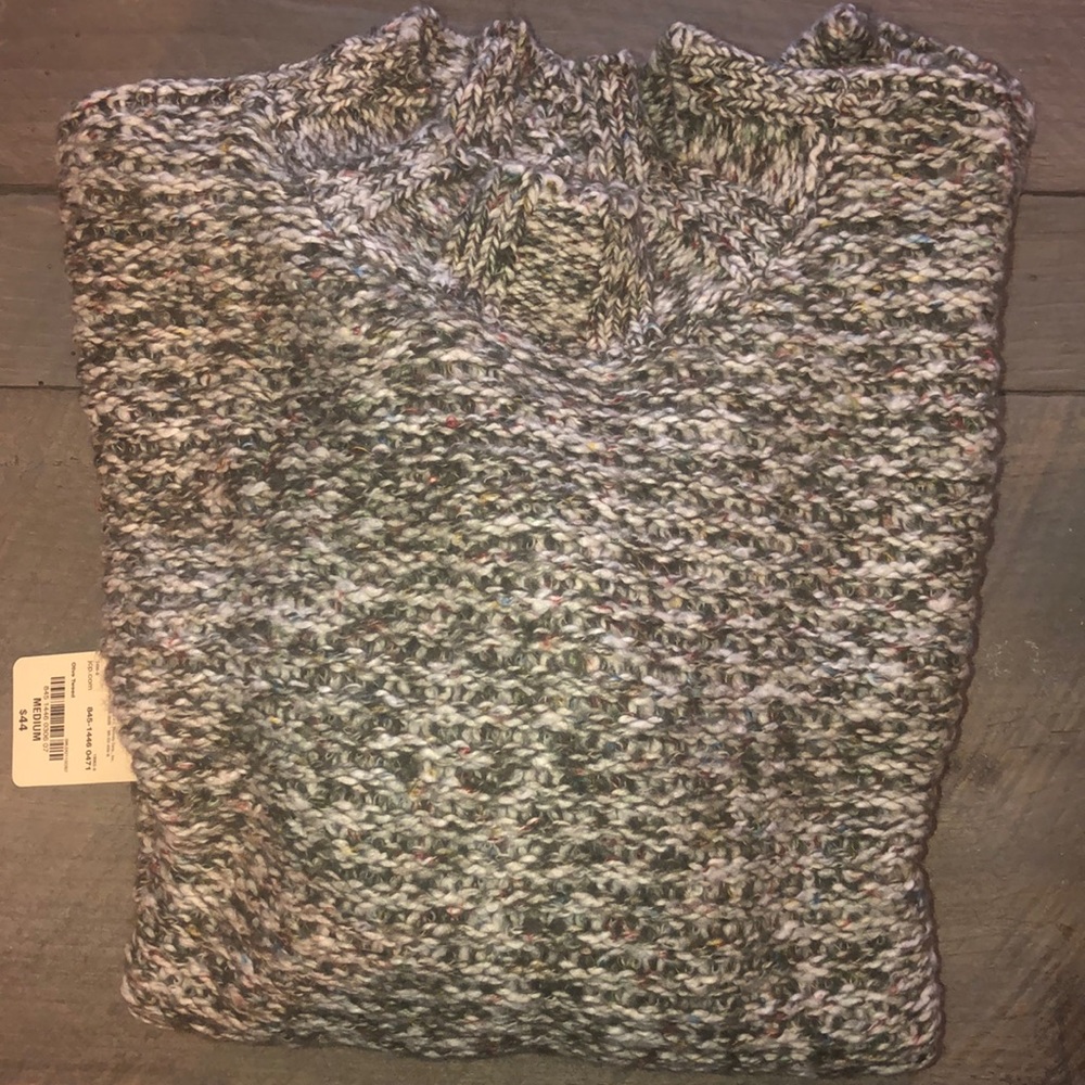 MOCK NECK GREEN SPECKLED SWEATER SZ MED